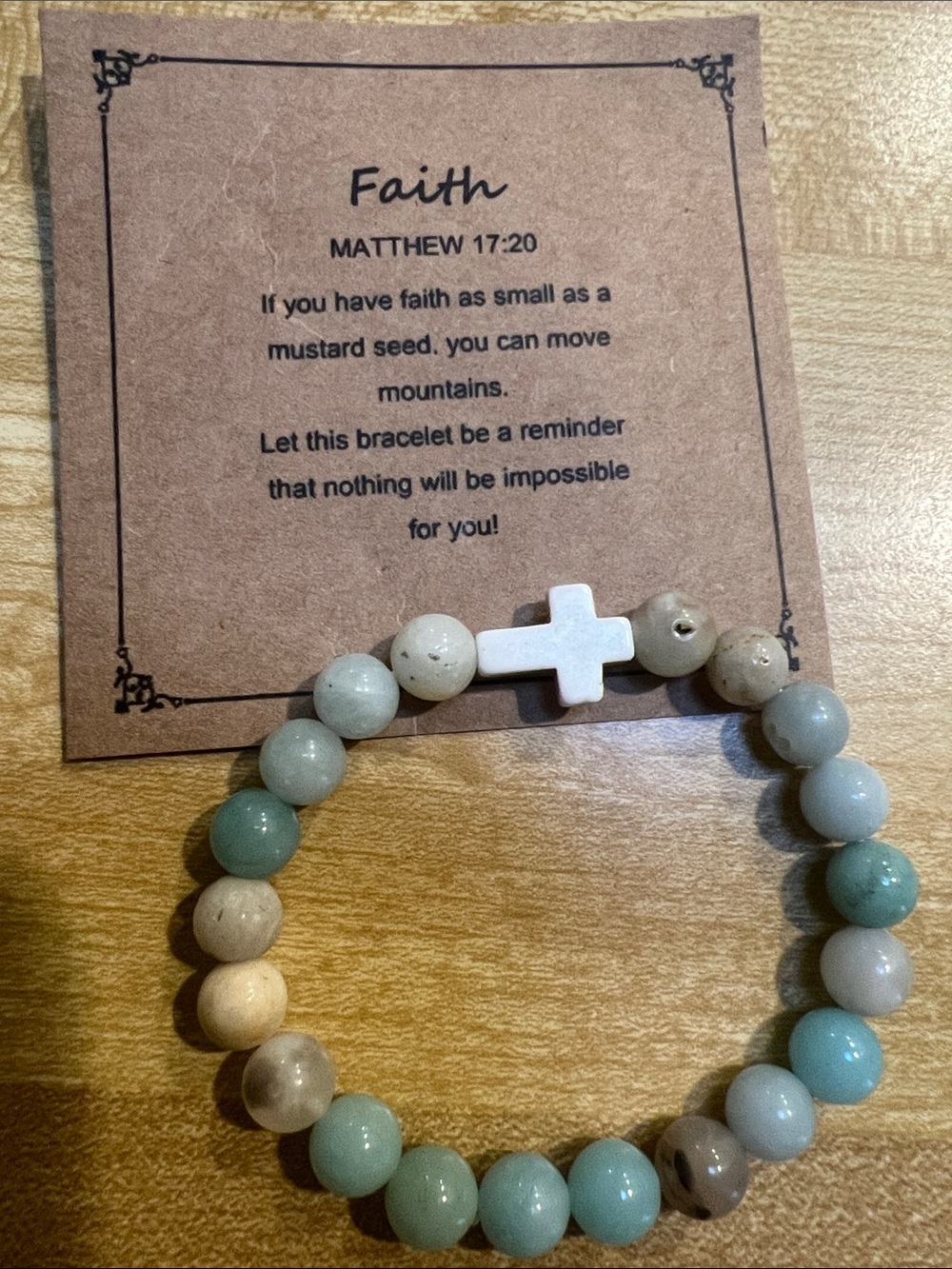 #2964**Faith Beaded Cross Bracelet - Multicolor Stone Beads - Picture 3 of 17